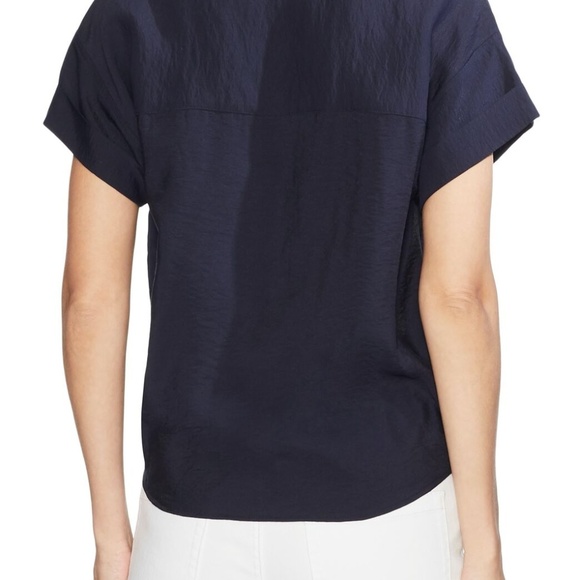Vince Camuto Top Blouse Navy Blue Tie Front Sz XL - Picture 2 of 6